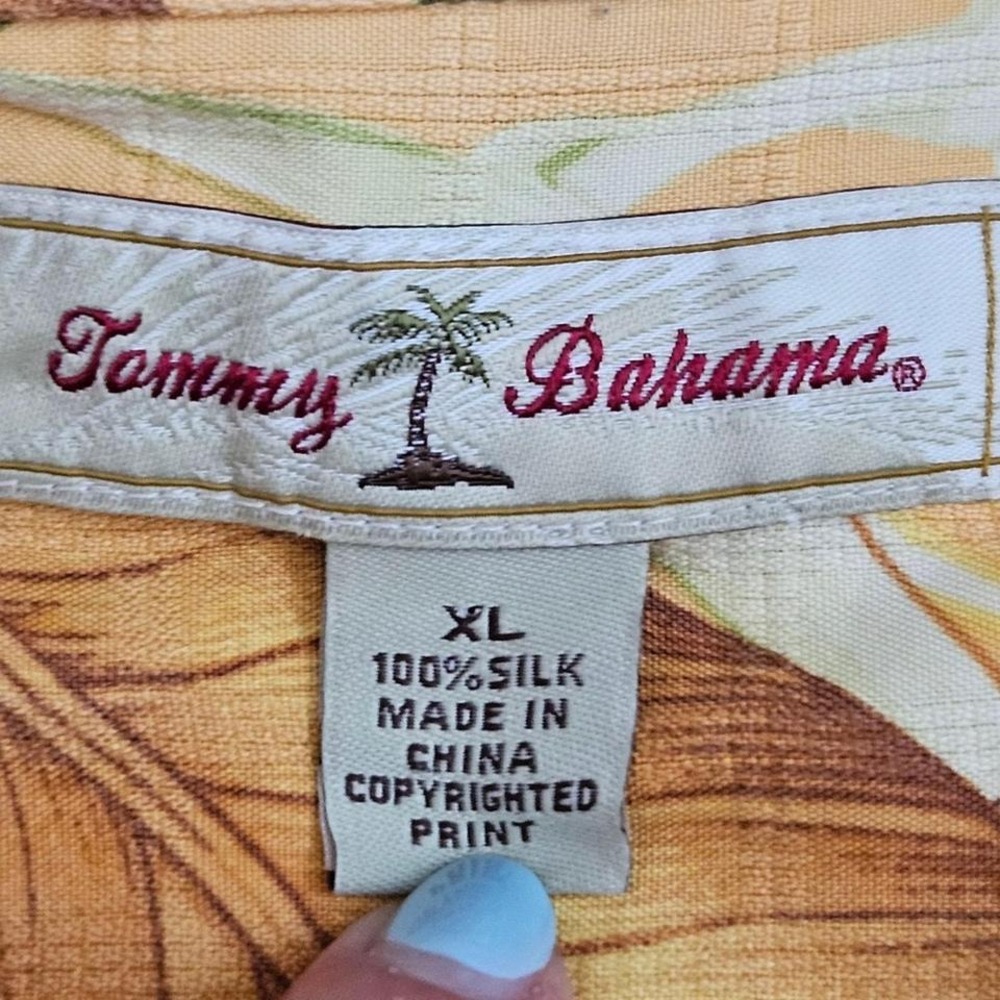 Vintage Tommy Bahama Silk Camp Shirt Mens‎ XL Orange/Yellow Floral Hawaiian - Picture 4 of 8